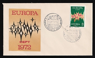 1972 (2 May) 'Europa CEPT', Andorra Spanish, First Day Cover used in Andorra la Vella franked with Full Set of 8pta, Commemorative Postmarks