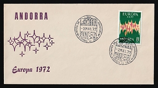 1972 (2 May) 'Europa CEPT', Andorra Spanish, First Day Cover used in Andorra la Vella franked with Full Set of 8pta, Commemorative Postmarks