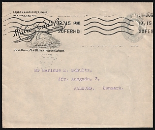 1914 (20 Feb) 2.5d Great Britain, 'Mabie, Todd & Co', Postal Stationery Commercial Cover from London (England) to Aalborg (Denmark)