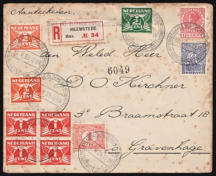 1925 (15 May) Netherlands, 'International Flower Exhibition' Registered Cover from Heemstede to Hague with multiple franking