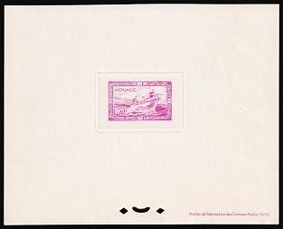 1949 12fr Principality of Monaco, Proof Sheetlet, Deluxe Epreuve de Luxe, Presentation Miniature Sheet