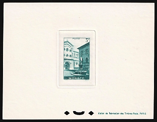 1951 3fr Principality of Monaco, Proof Sheetlet, Deluxe Epreuve de Luxe, Presentation Miniature Sheet