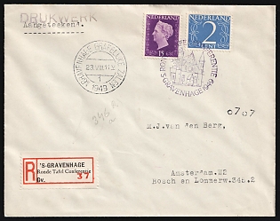 1949 (23 Aug) Netherlands, 'Round Table Conference', Registered Cover from Hague to Amsterdam franked with 2c and 15c, Commemorative Postmarks