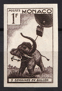 1955 1fr Principality of Monaco, Trial Color Proof, Imperforate, Museum Handstamp