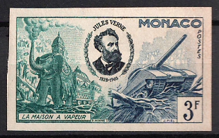 1955 3fr Principality of Monaco, Trial Color Proof, Imperforate, Museum Handstamp