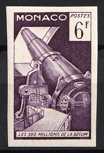 1955 6fr Principality of Monaco, Trial Color Proof, Imperforate, Museum Handstamp