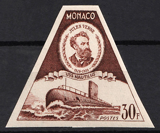 1955 30fr Principality of Monaco, Trial Color Proof, Imperforate, Museum Handstamp