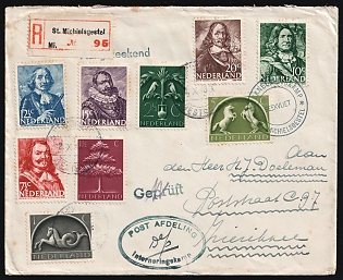 1943 (12 Oct) Netherlands, Censored Registered Cover from Internment Camp in Sint-Michielsgestel to Zierikzee with multiple franking