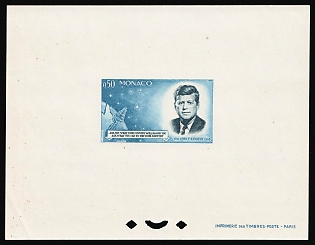 1964 0.50fr Principality of Monaco, Proof Sheetlet, Epreuve de Luxe, Deluxe Presentation Miniature Sheet, Signed