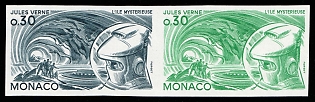 1978 0.30fr Principality of Monaco, Pair, Imperforate, Trial Colos Proofs