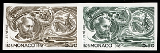 1978 5.50fr Principality of Monaco, Pair, Imperforate, Trial Color Proofs