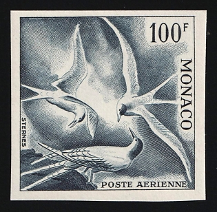 1955 100fr Principality of Monaco, Airmail, Trial Color Proof, Imperforate