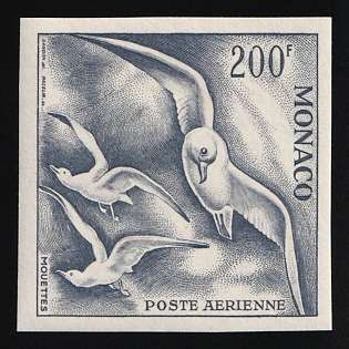 1955 200fr Principality of Monaco, Airmail, Trial Color Proof, Imperforate