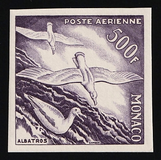 1955 500fr Principality of Monaco, Airmail, Trial Color Proof, Imperforate