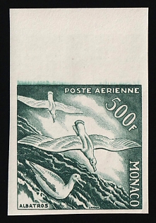 1955 500fr Principality of Monaco, Airmail, Trial Color Proof, Imperforate, Margin