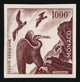 1955 1000fr Principality of Monaco, Airmail, Trial Color Proof, Imperforate