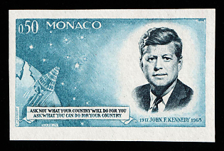 1964 0.50fr Principality of Monaco, Plate Proof, Imperforate, Museum Handstamp
