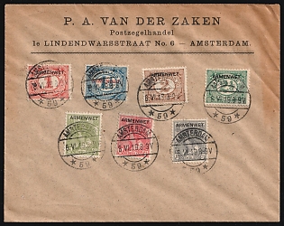 1919 (6 Jun) Netherlands, 'P.A. van der Zaken Stamp Shop' Commercial Cover from Amsterdam with multiple franking 'Poverty Law' Service stamps