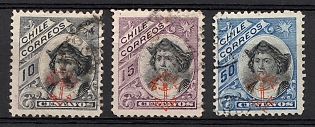 1907 Republic of Chile, Official Stamps, Signed, Handstamps
