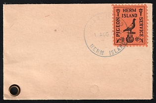 1951 (23 Feb) Great Britain, Pigeon Service Cover franked with Local Issue of Herm Island Stamp