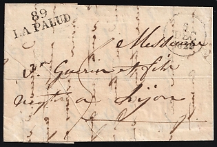1829 (6 Dec) France, Pre-adhesive Period Stampless Cover to Lyon, '89 La Palud' marking