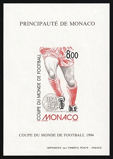 1994 8.00fr Principality of Monaco, Imperforate, Souvenir Sheet, Special Print, Sonderdruck