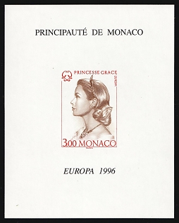 1996 3.00fr Principality of Monaco, Imperforate, Souvenir Sheet, Special Print, Sonderdruck