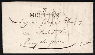 1826 (29 Apr) France, Pre-adhesive Period Stampless Cover from Moulins to Perrecy-les-Forges