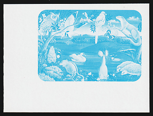 1991 United Nations (UN), Geneva, Block of Four, Blue Proof, Imperforate, Corner Margins