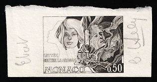 1973 0.50fr Principality of Monaco, Master Die Proof, Black, Signatures