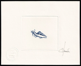 2002 1.00e Principality of Monaco, Master Die Proof Sunken Sheetlet, Mirrored Image, Blue, Signature