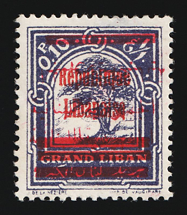 1928 0.10pia Lebanon, French Colonies, Double Overprint