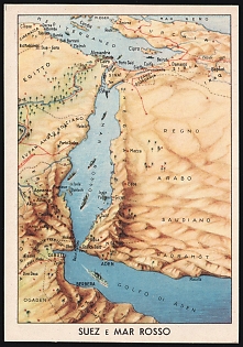 Italy, 'Suez and the Red Sea', WWII, Military Propaganda Postcard, Mint