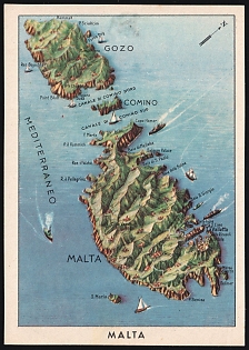 Italy, 'Malta', WWII, Military Propaganda Postcard, Mint