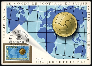 1954 (4 Jul) Bern, Switzerland 'World Cup Final', Postal Stationery Postcard, Commemorative Postmark, franked with 40c