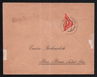 1919 (25 Jan) Czechoslovak Republic Cover from Tishnov (Czechoslovakia) to Brno (Czechoslovakia), franked with bisect 6c of Austria, with dark handstamp 'Printed Matter.'
