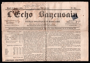 1885 (13 Oct) 'L’Echo Bayeusain', Newspaper, France, franked with 1c