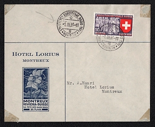 1939 (1 May) Switzerland Advertising Cover 'Lorius Hotel' to Montreux (Switzerland), franked with 10c