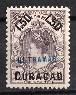1901 1.50g on 2.50g Curacao, Netherlands Colonies, 'Ultramar', Overseas Specimen