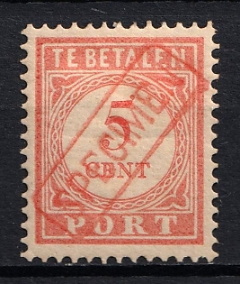 1913-14 5c Netherlands East Indies, Netherlands Colonies, Official Stamp, Specimen