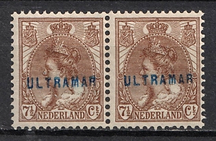 1899-1920 7.5c Netherlands, 'Ultramar', Overseas Specimens, Pair