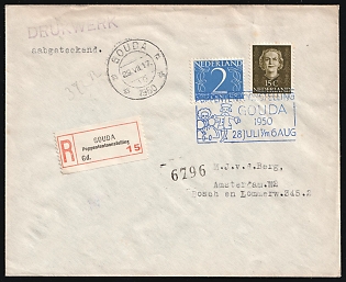 1950 (29 Jul) Netherlands, 'Gouda Puppet Exhibition', Registered Cover from Gouda to Amsterdam franked with 2c and 15c, Commemorative Postmark