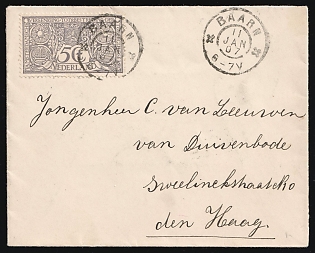1907 (11 Jan) Netherlands, Cover from Baarn to Hague franked with 5c
