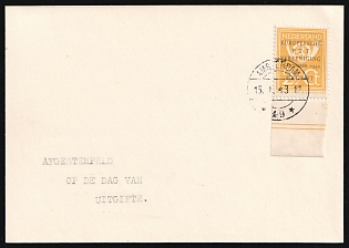 1943 (15 Jan) Netherlands, 'Congress of the European Postal Union in Vienna', FDC Postcard from Amsterdam franked with 10c, Margin