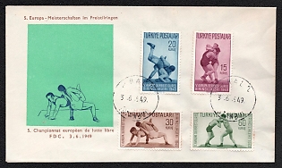 1949 (3 Jun) Turkey, 5th European Freestyle Wrestling Championships, franked with FDC (First Day Cancellation)