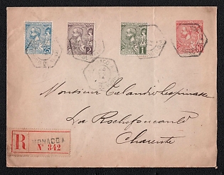 1923 10c Monaco Registered, Postal Stationery Cover to Charente (France), franked with 1c, 2c, and 25c