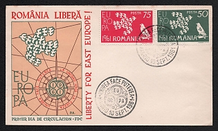 1961 (10 Sep) Romania First Day Cover 'Europa CEPT - Freedom for Eastern Europe!' from Madrid (Monaco) franked with 50c and 75c, Undescribed in the Catalog