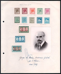 Algeria, French Colonies Presentation Sheet with stamps, Photograph and signature of general Georges Le Beau