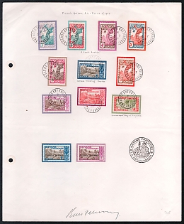 French Guiana, French Colonies Presentation Sheet with stamps, official handstamp, and signature of Governor