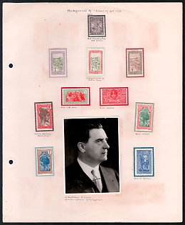 Madagascar, French Colonies Presentation Sheet with stamps, Photograph and signature of Governor-General M. Cayla